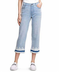 Dkny - Women's Denim Tie Dye Hem Cropped Jeans