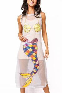 Queen Of Sparkles - Sheer Mermaid Midi Coverup