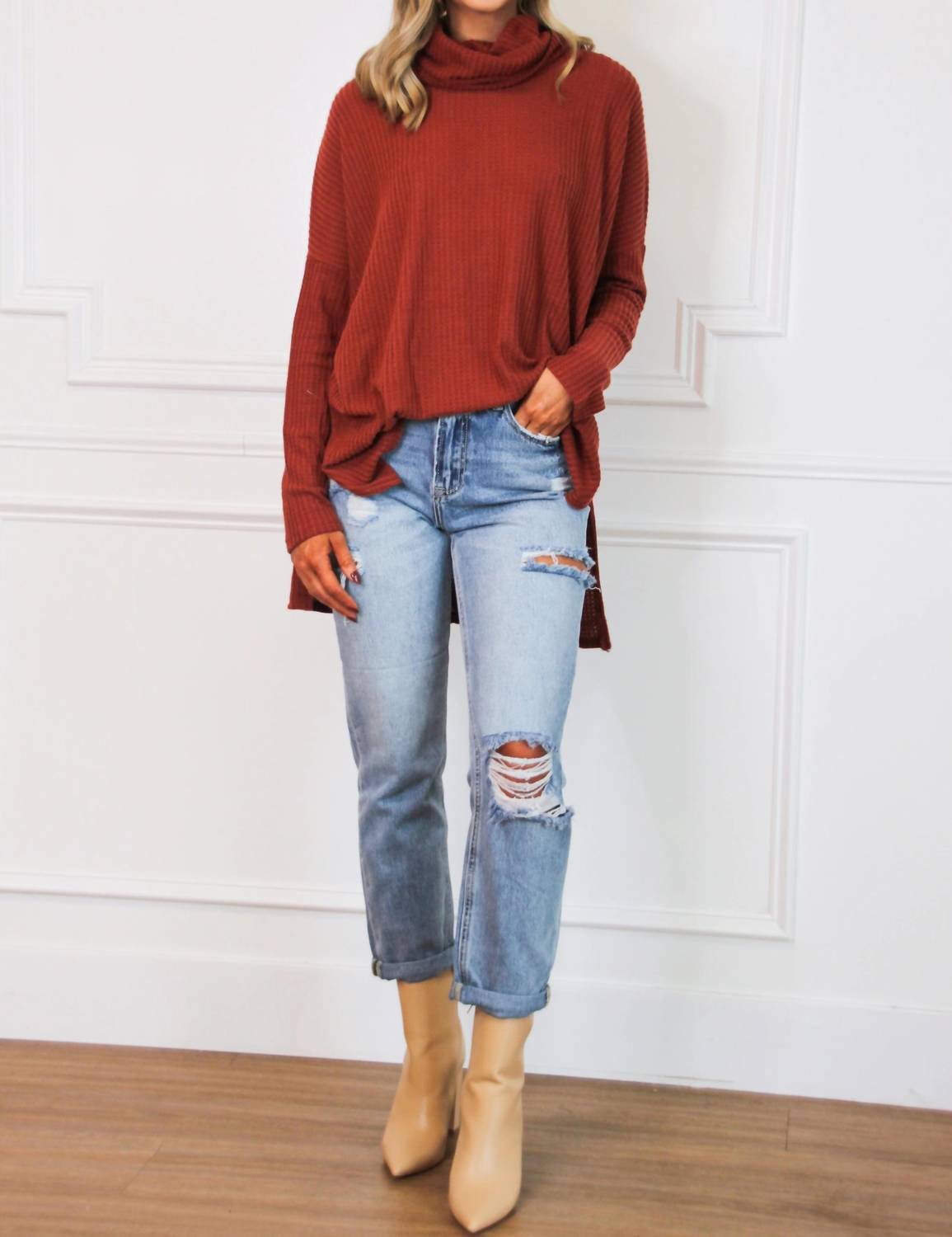 Zenana - Oversized Long Sleeves Thermal Top