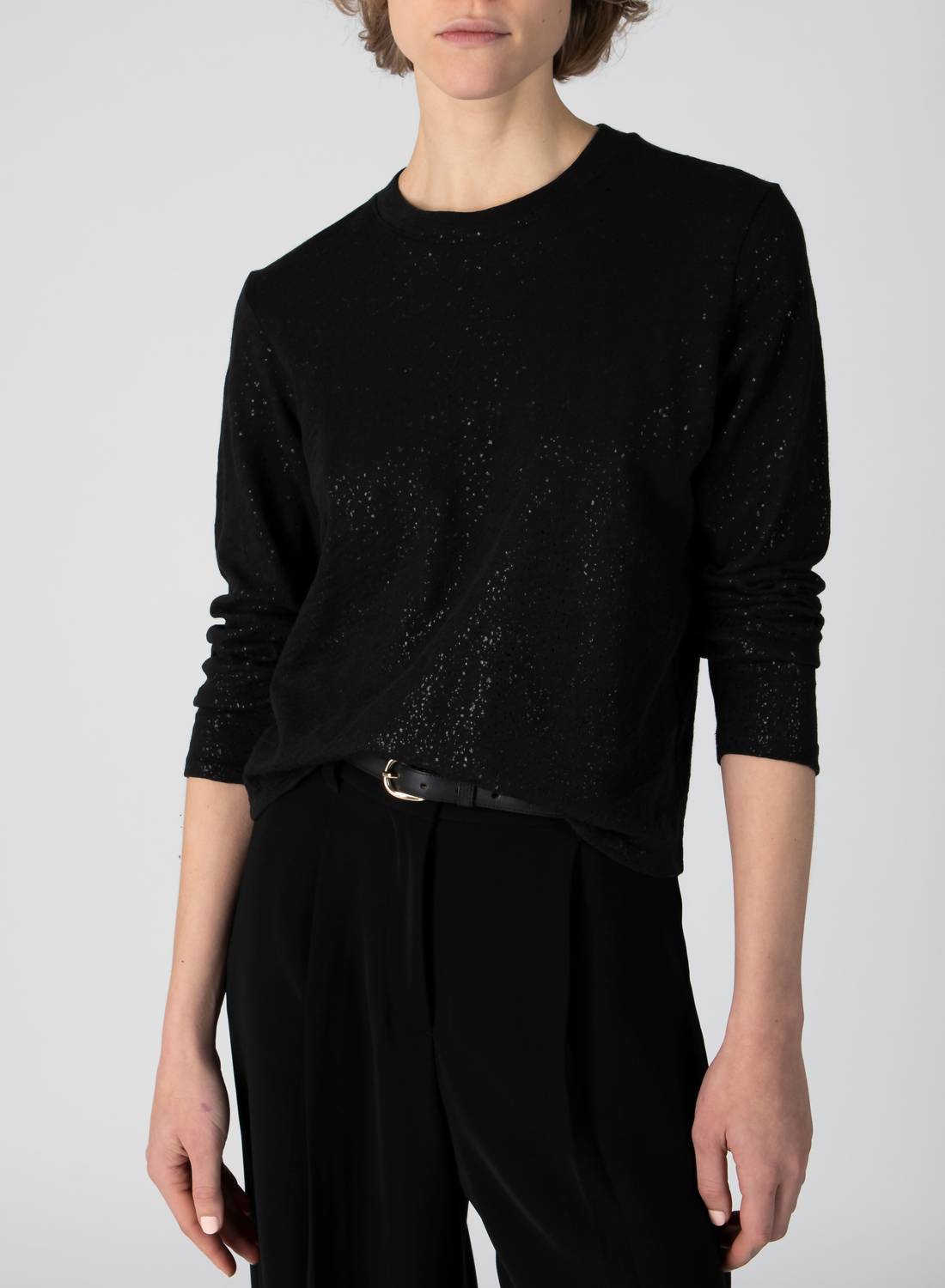 Atm - Women's Slub Jersey With Foil Long Sleeve Crop Tee