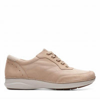 Clarks Women's Appley Tie Casual Shoe in sand nubuck - women's sneaker - detail view