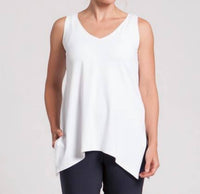 Sympli Women's Go To Wide V Neck Top in white - women's blouse - detail view