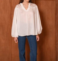 Attentif - Openwork Lace Blouse