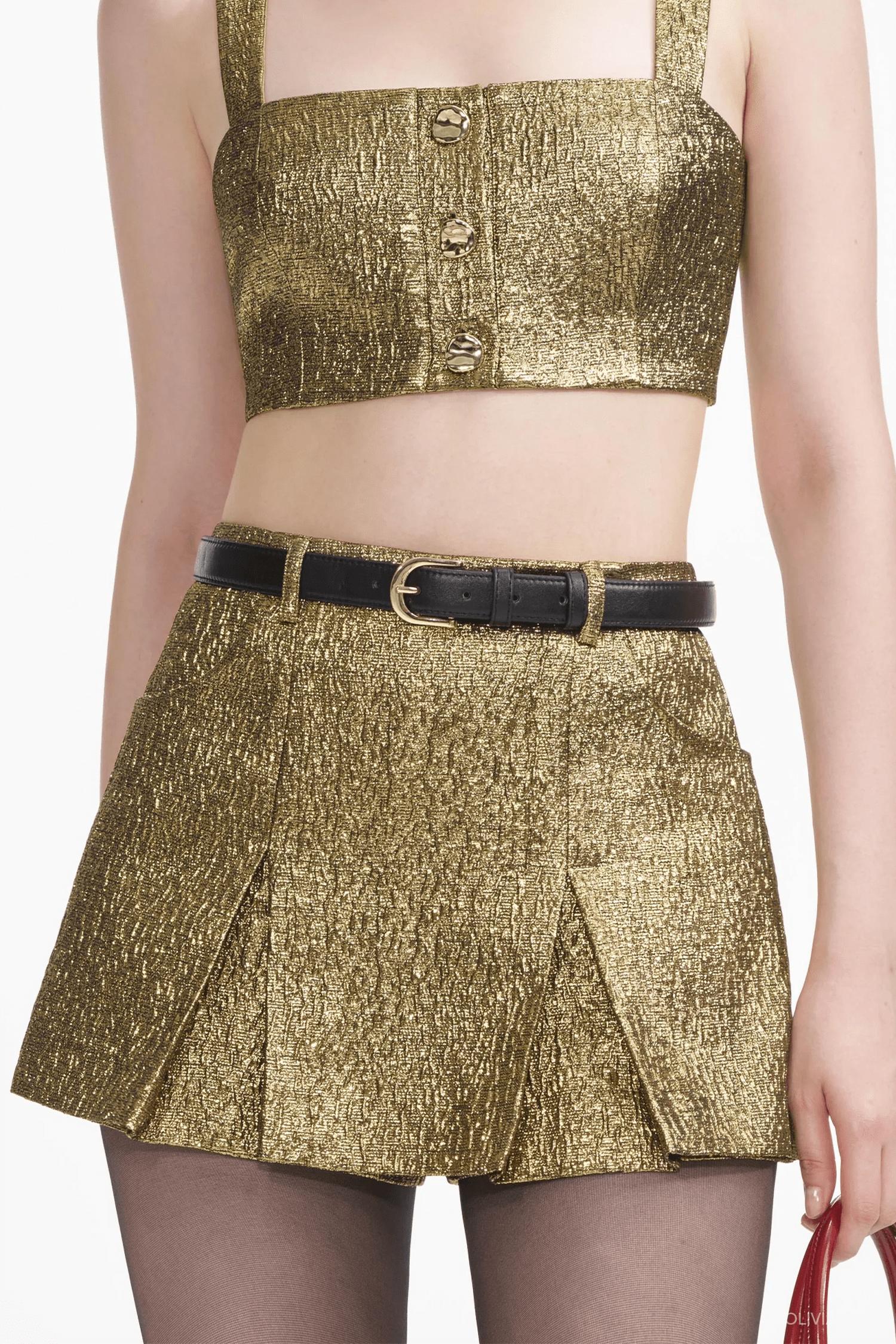 Self-Portrait - Metallic Jacquard Skort