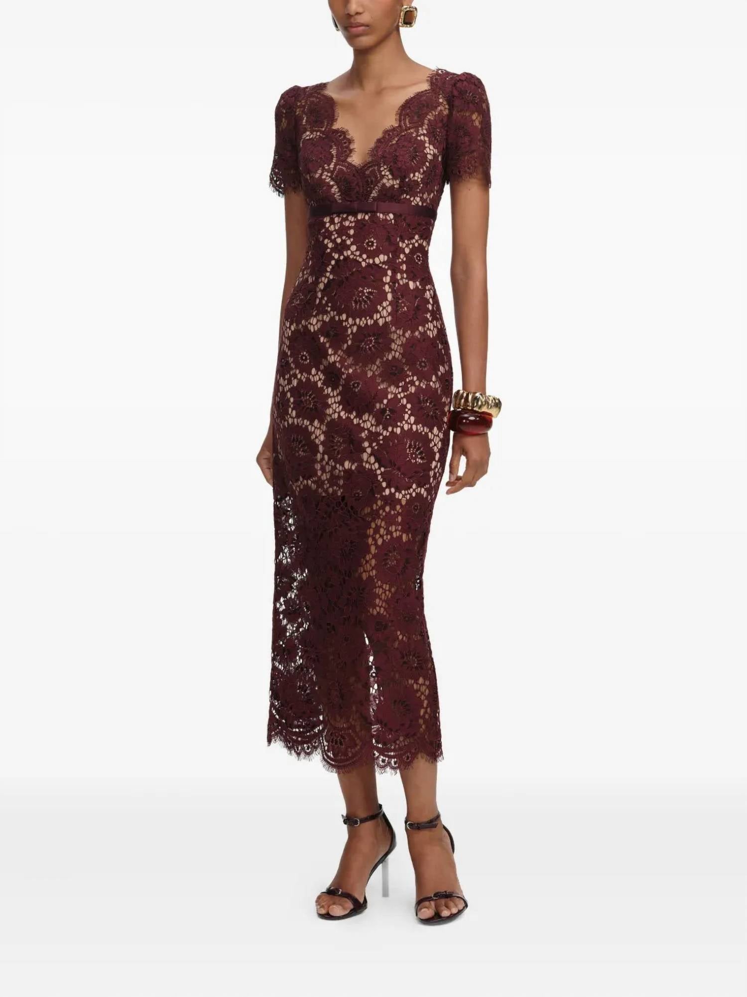 Self-Portrait - Floral Lace Midi Dress