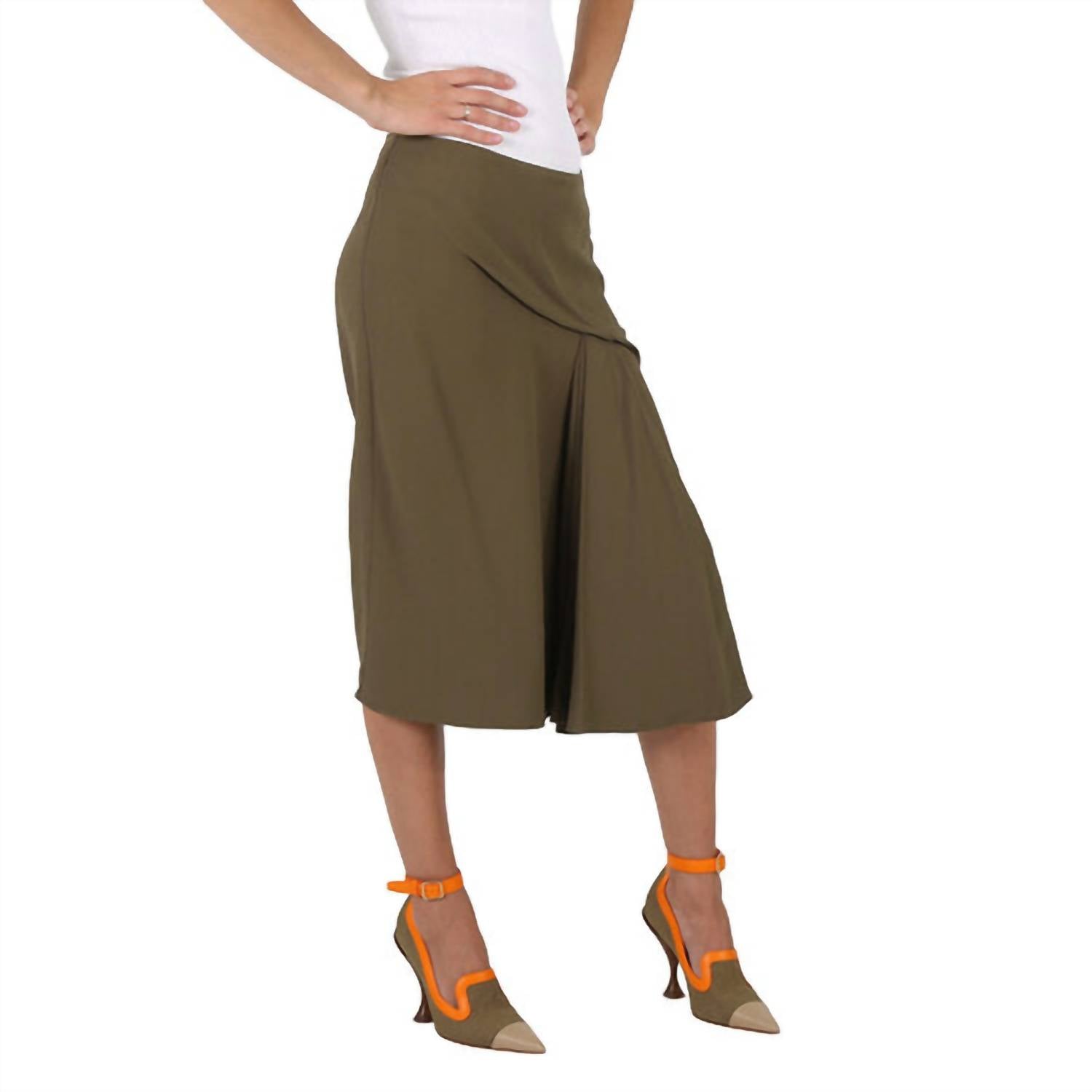 Versace - Caramel Draped Midi Skirt