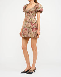 Sofie The Label - Floral Jacquard Puff Sleeve Dress