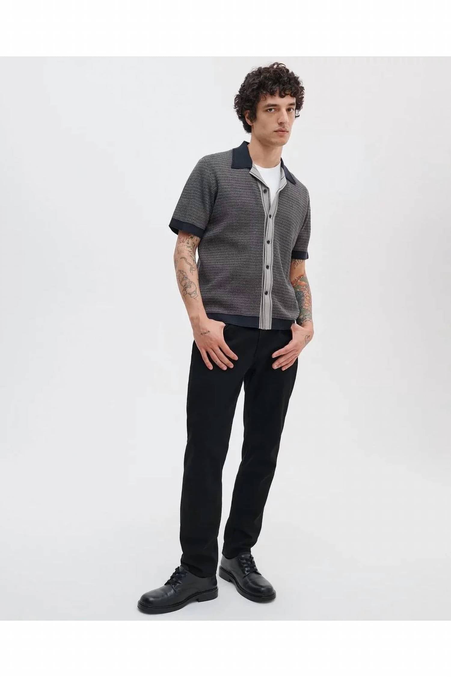 Rag & Bone - Harvey Contrast Trim Knit Camp Shirt