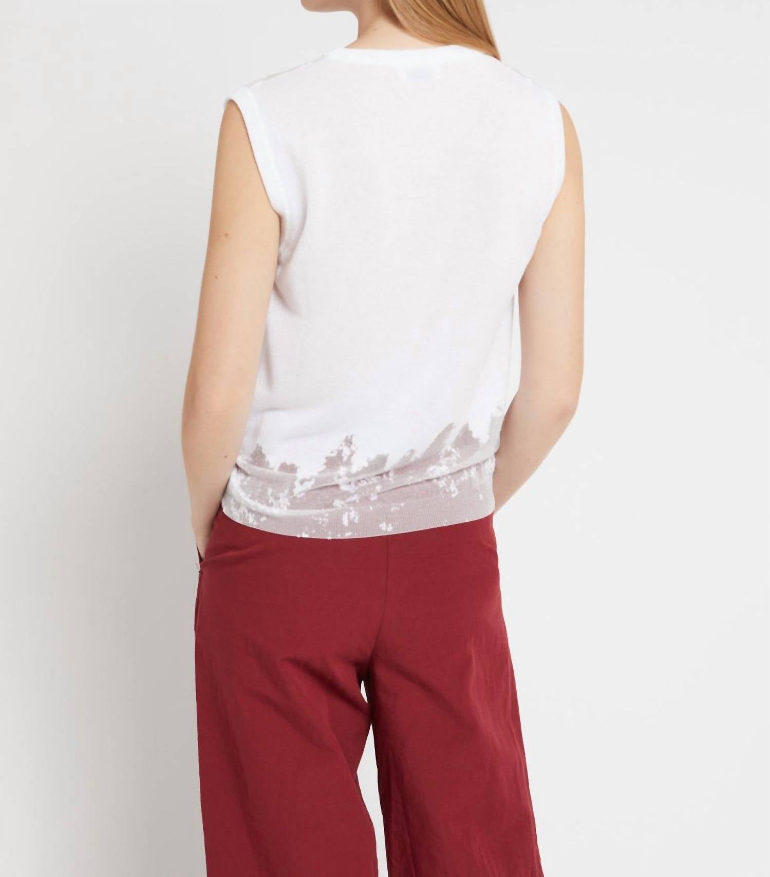 Ottod'ame Crew Neck Sleeveless Transparent Tank Top in white - women's tank top - detail view
