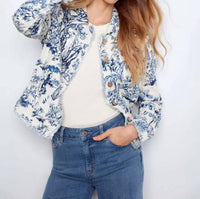 Charlie B - Printed Linen Jacket With Frayed Hem - Plus