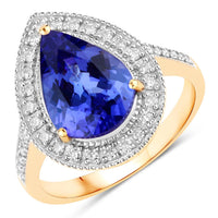 Diana M Jewels Women's Pear Natural Tanzanite Fashion Ring (3.37 Ct) - Signature Plus in 14k yellow gold - women's jewelry