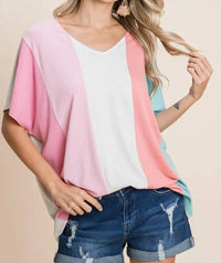 Emerald Collection - Striped Color Block Tunic Top
