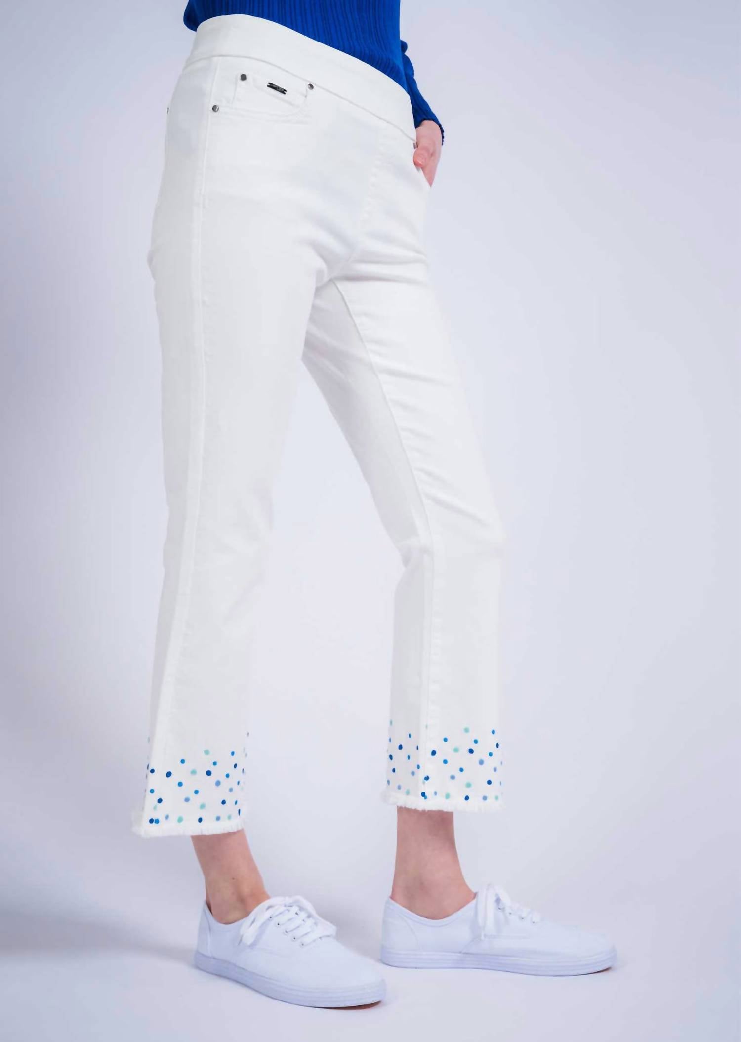 Lisette L - Flair Confetti Embroidered Hem Pant