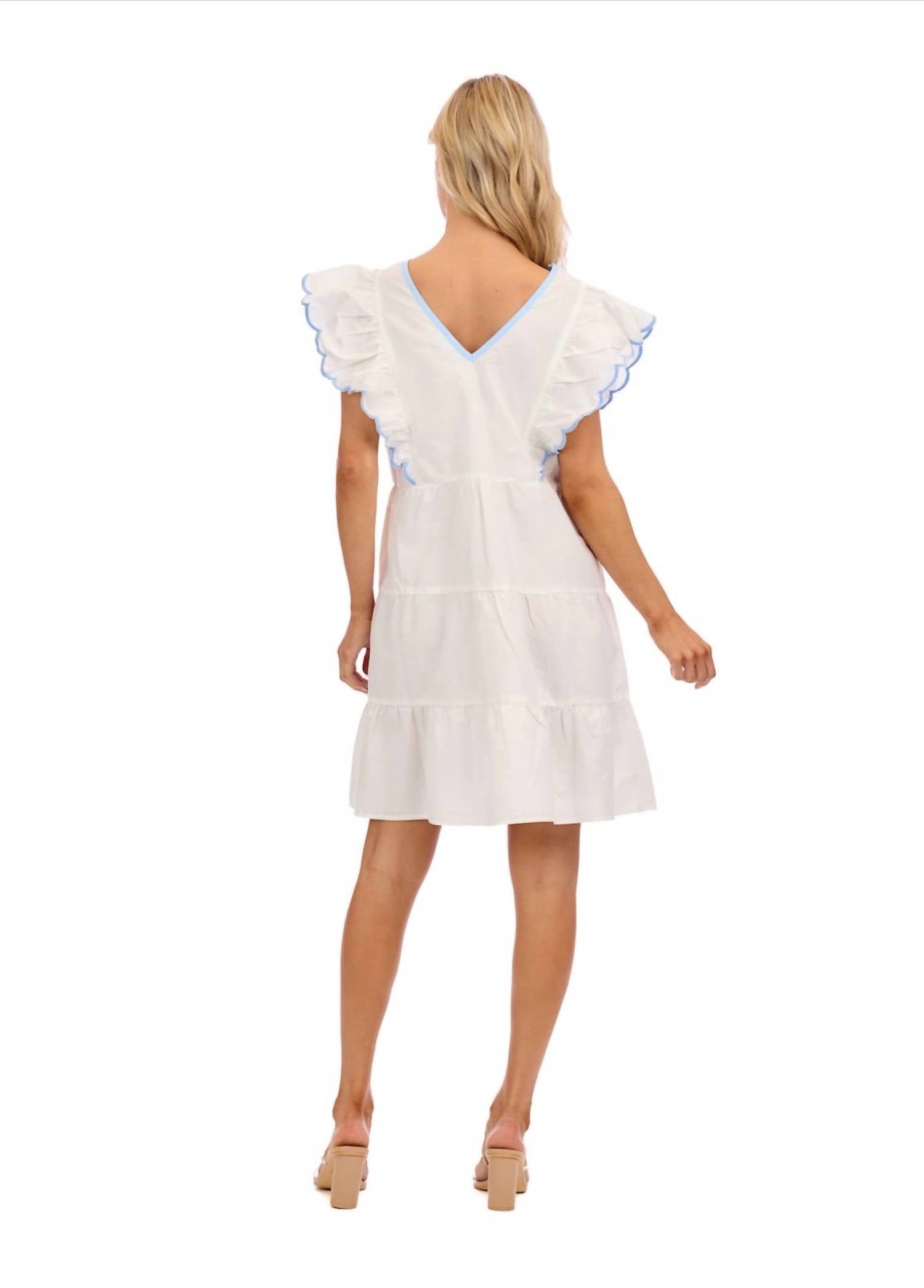 mudpie Ralphy Mini Dress in white - women's dress - detail view