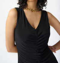 Joseph Ribkoff Gathered Midi Dress in black - women's dress - alternate view