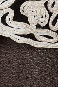 Js Collections - Women's Crew Neck Embroidered Mesh Dress