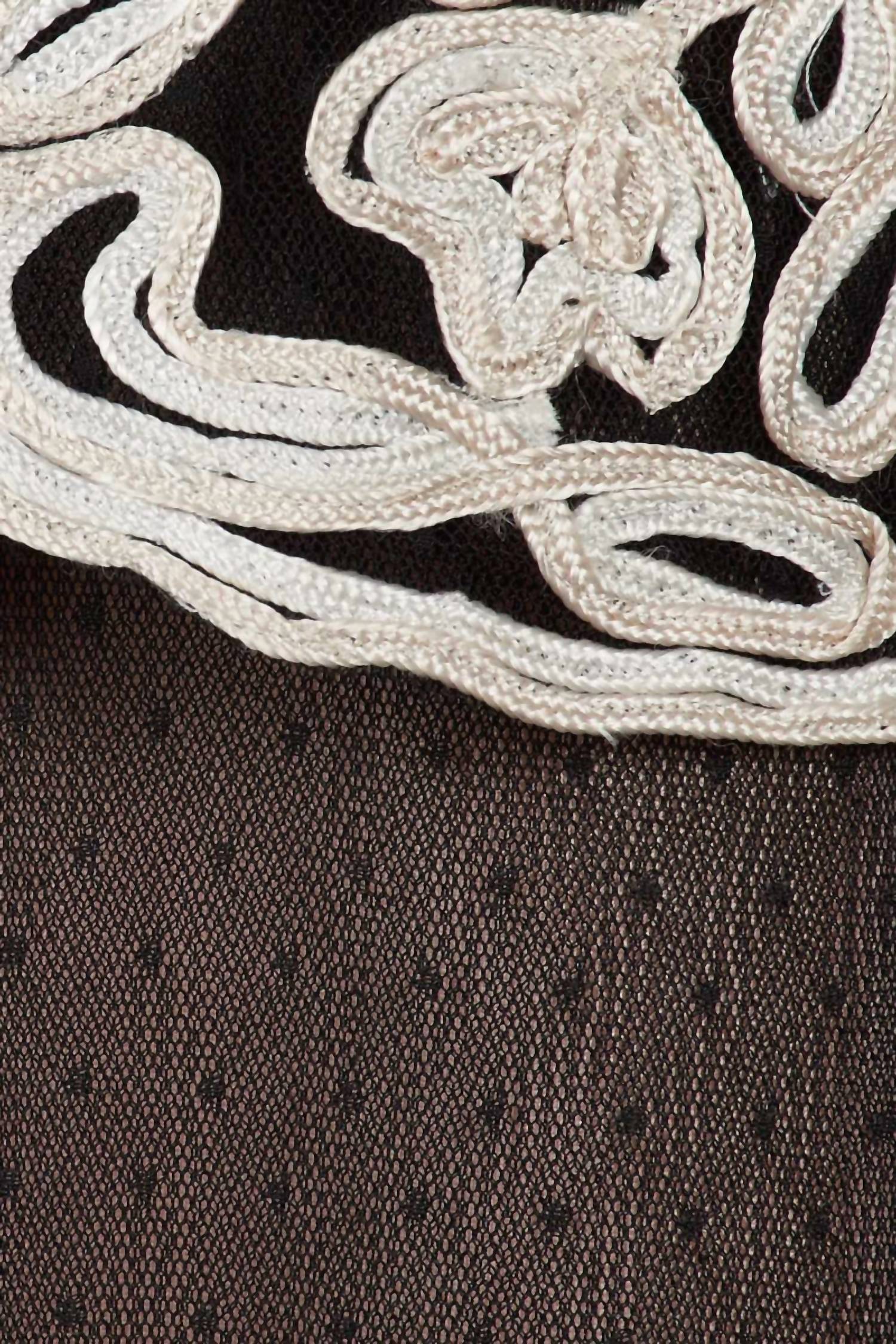 Js Collections - Women's Crew Neck Embroidered Mesh Dress