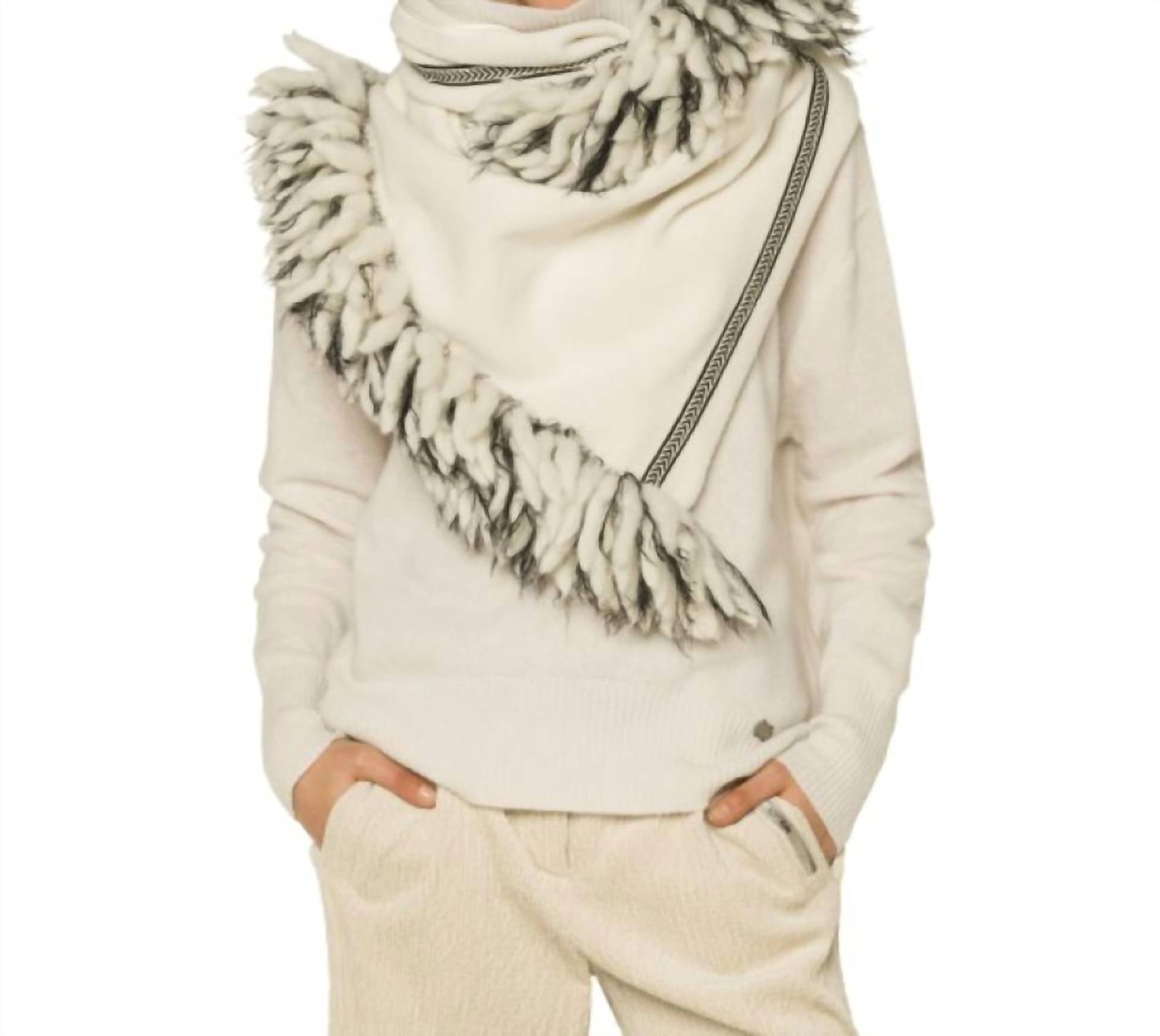 Beate Heymann Women's Turtleneck Pullover Sweater in cream - women's sweater - detail view