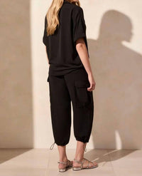Tribal - Lapel Collar V-neck Short Sleeve Shirt