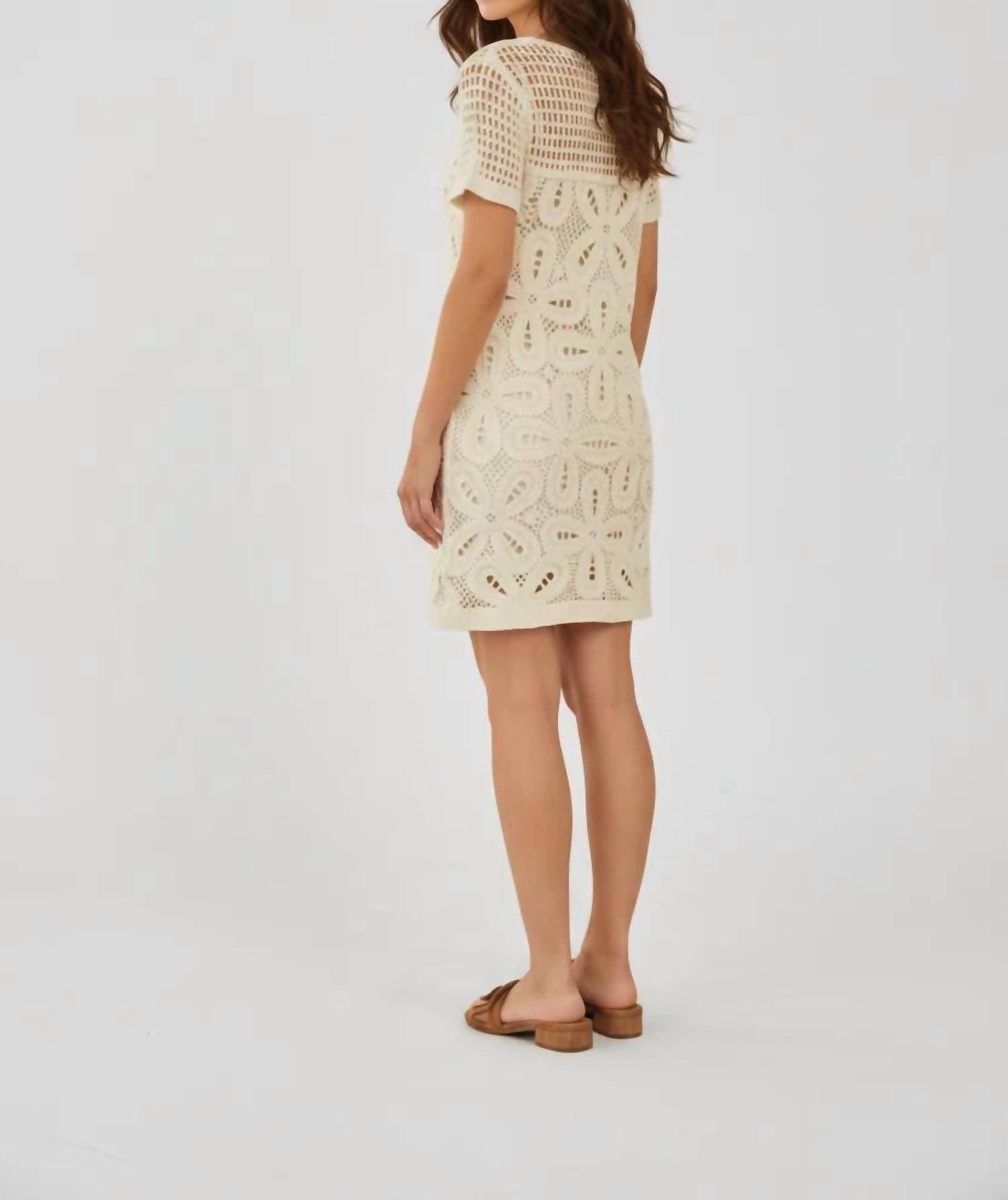 Skies Are Blue - Luce Crochet Short Sleeve Mini Dress