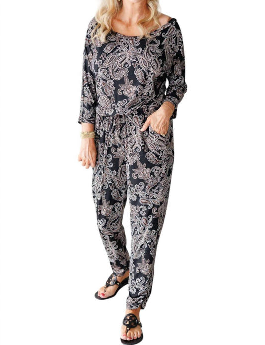 Veronica M - Paisley Wide Neck Jumpsuit