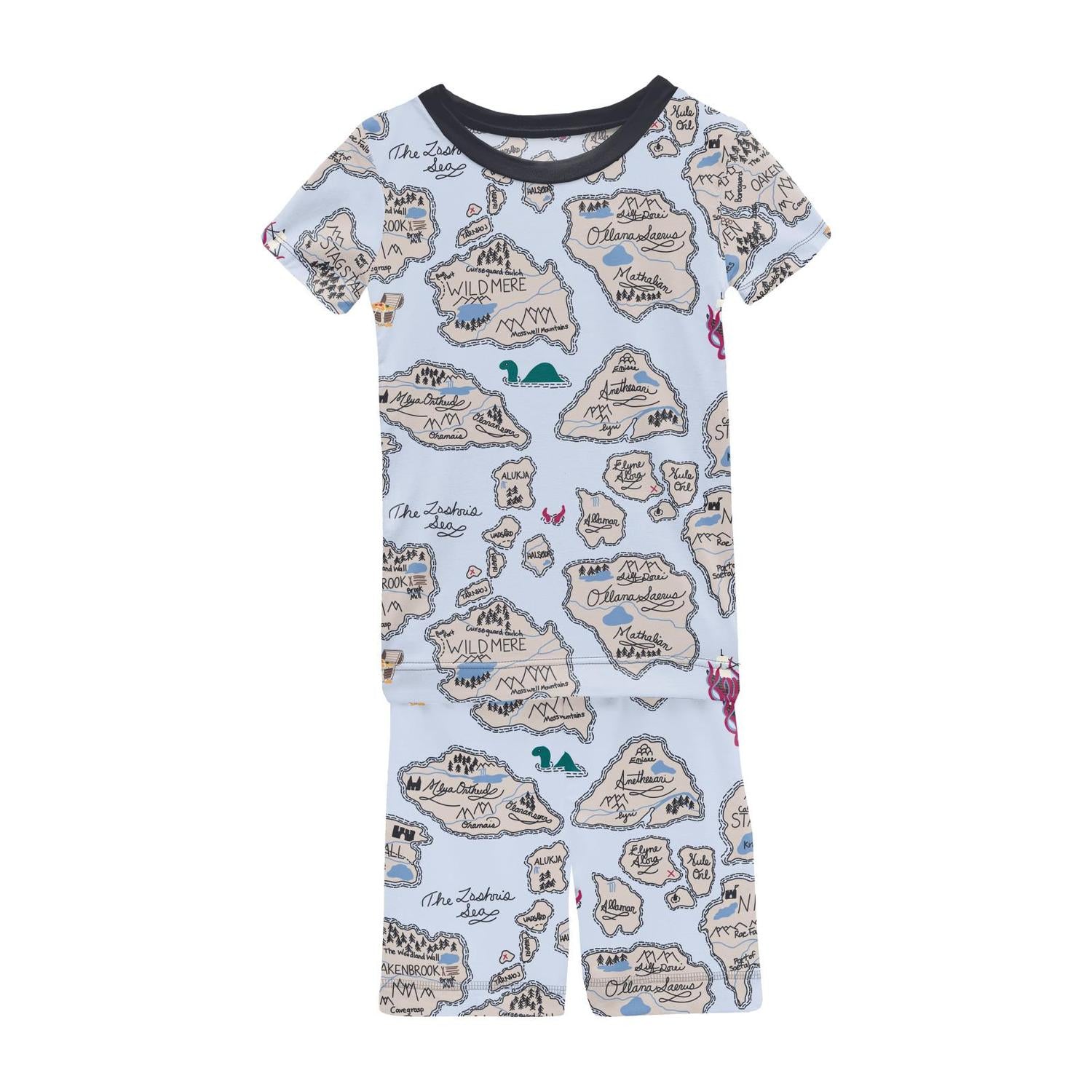 Kickee - Boy's Bamboo Print Short Sleeve Pajama Set with Shorts