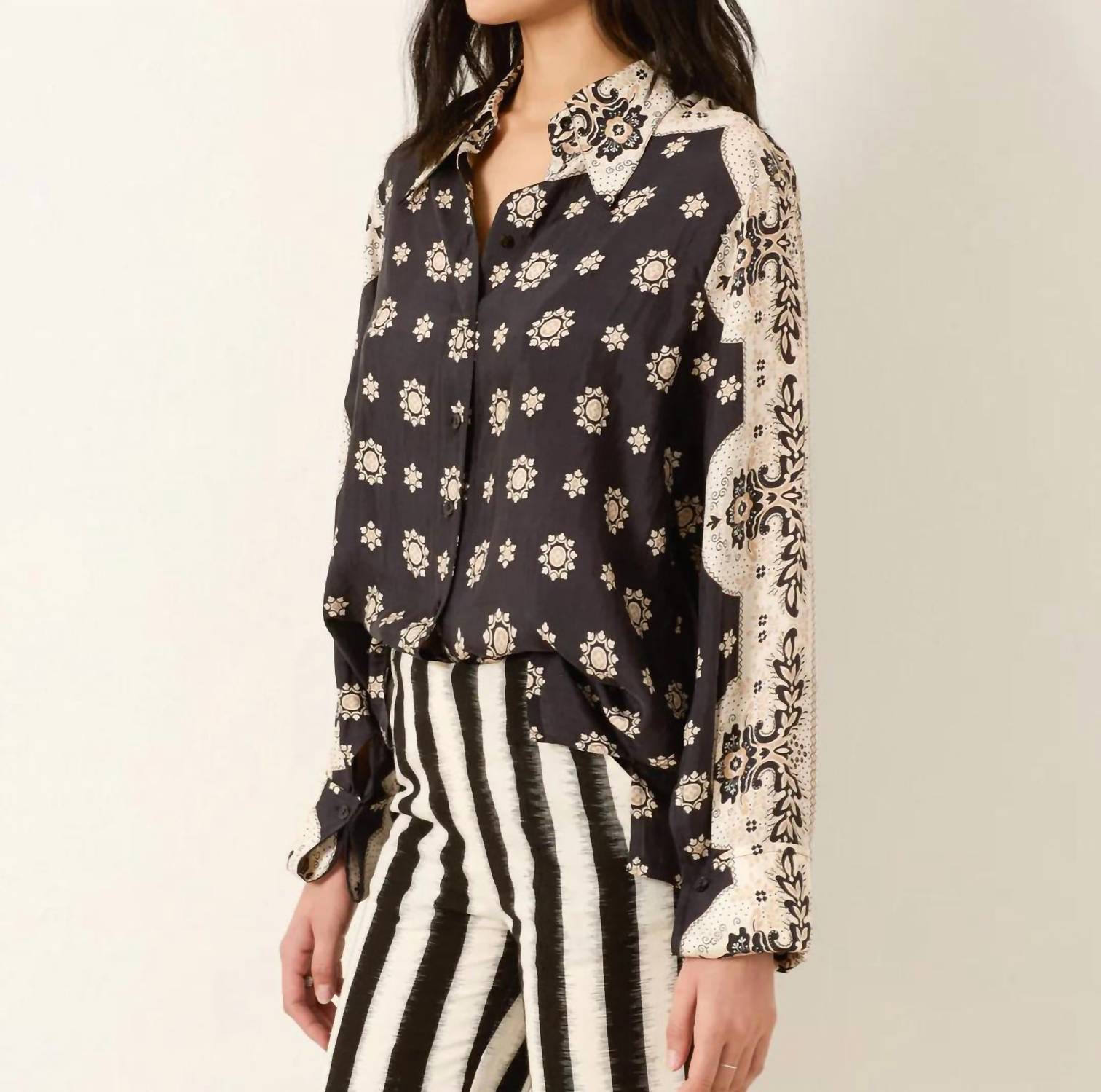 ALIX OF BOHEMIA Dana Bronco Bandana Shirt in black - women's shirt - detail view