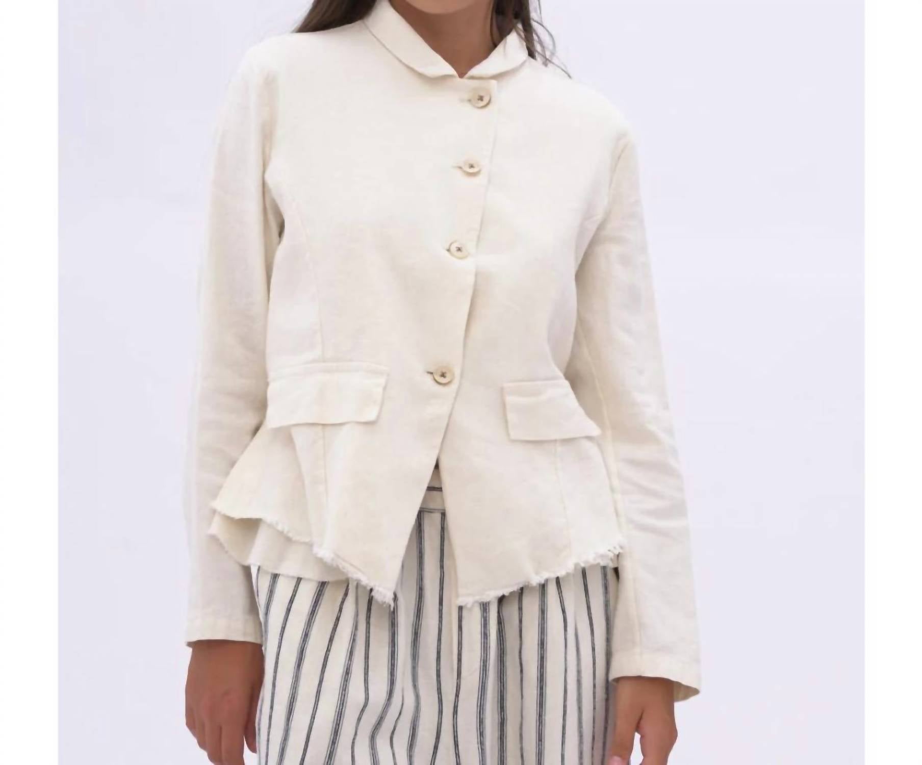 Baci - Cotton Linen Blend Raw Edge Layered Jacket
