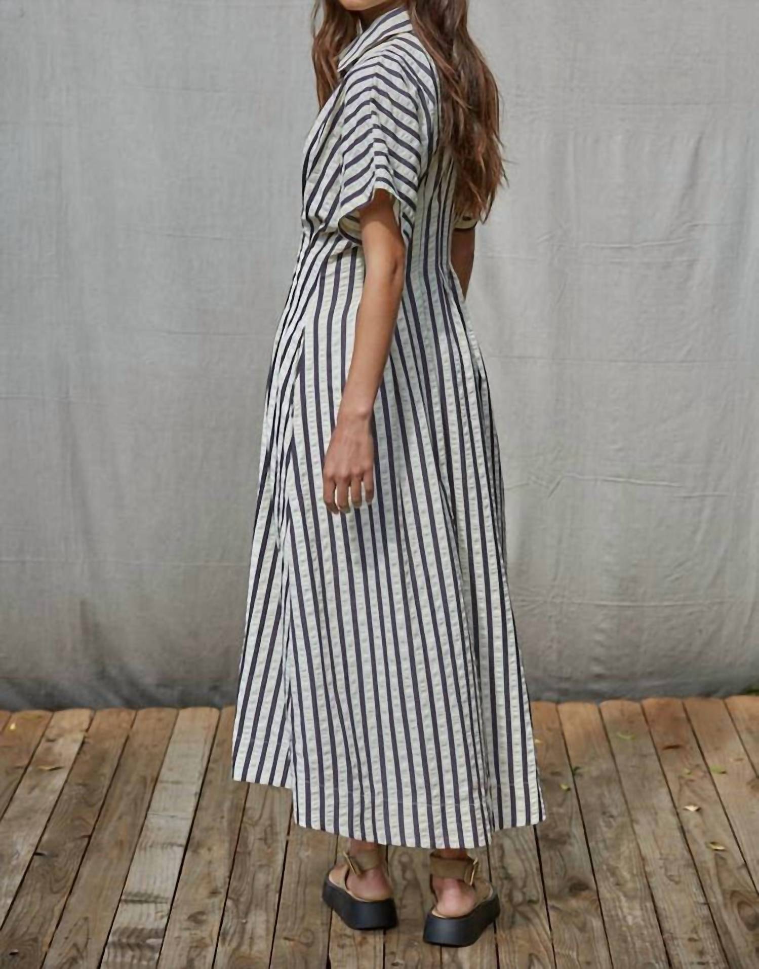 By Together - Striped Buttondown Maxi Shirtdress
