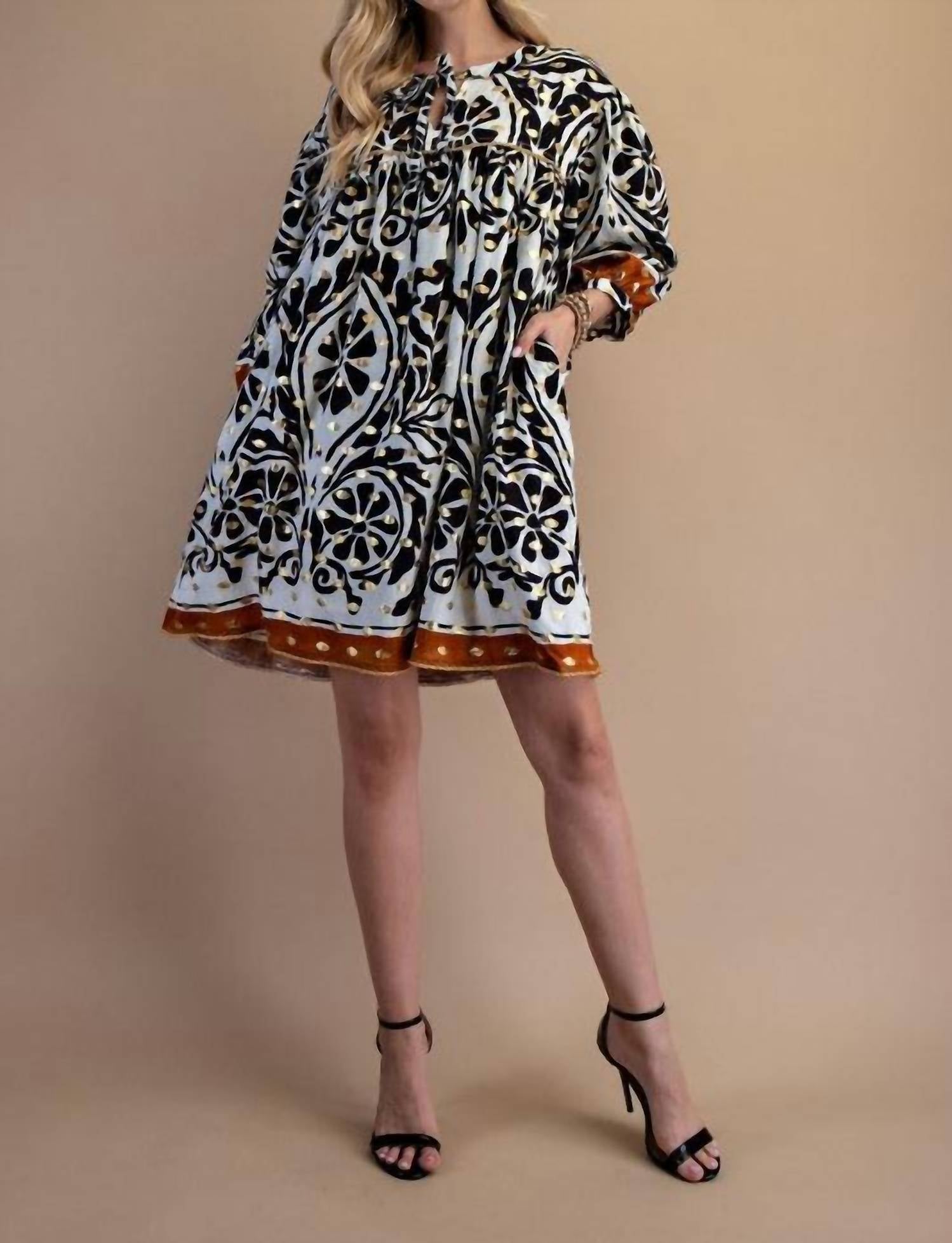 Gigio - Foil Bold Print Bohemian Dress