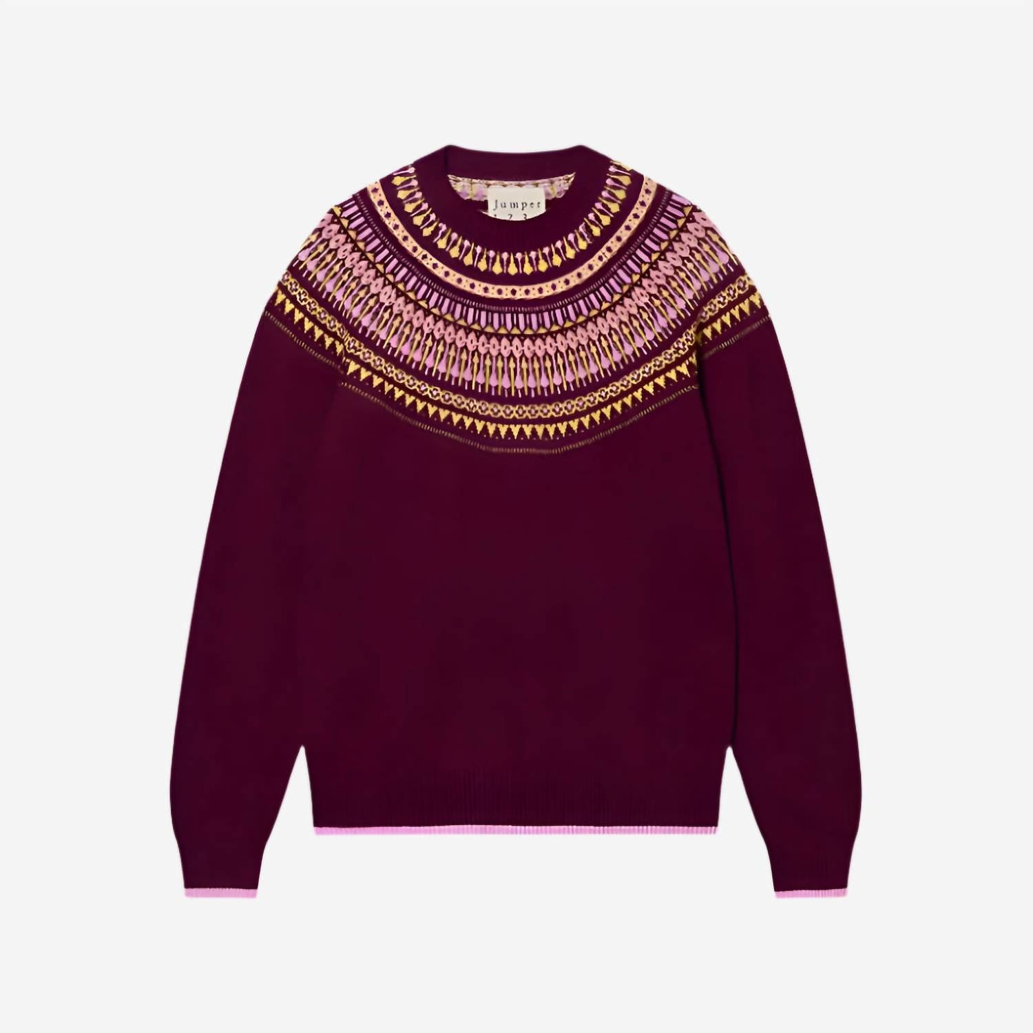 Jumper1234 - Women's Fairisle Yoke Crew Neck Sweater