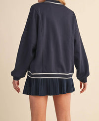 Klesis Knit Cardigan And Skirt Set in navy - women's skirt - detail view