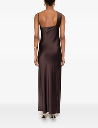 Alysi - Abito Liquid Satin Asimmetrico Melansana