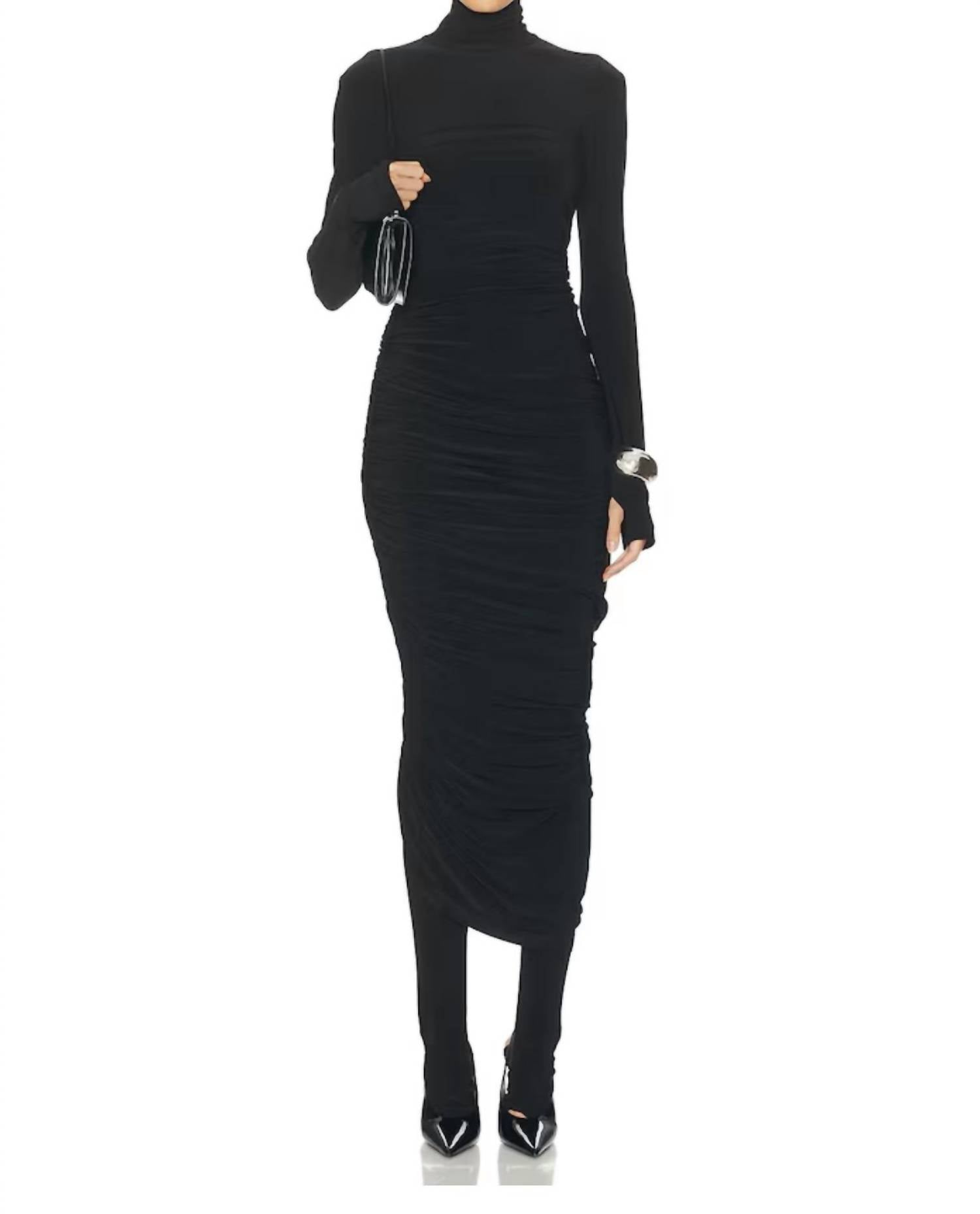 Norma Kamali - Long Sleeve turtleneck strapless diana gown