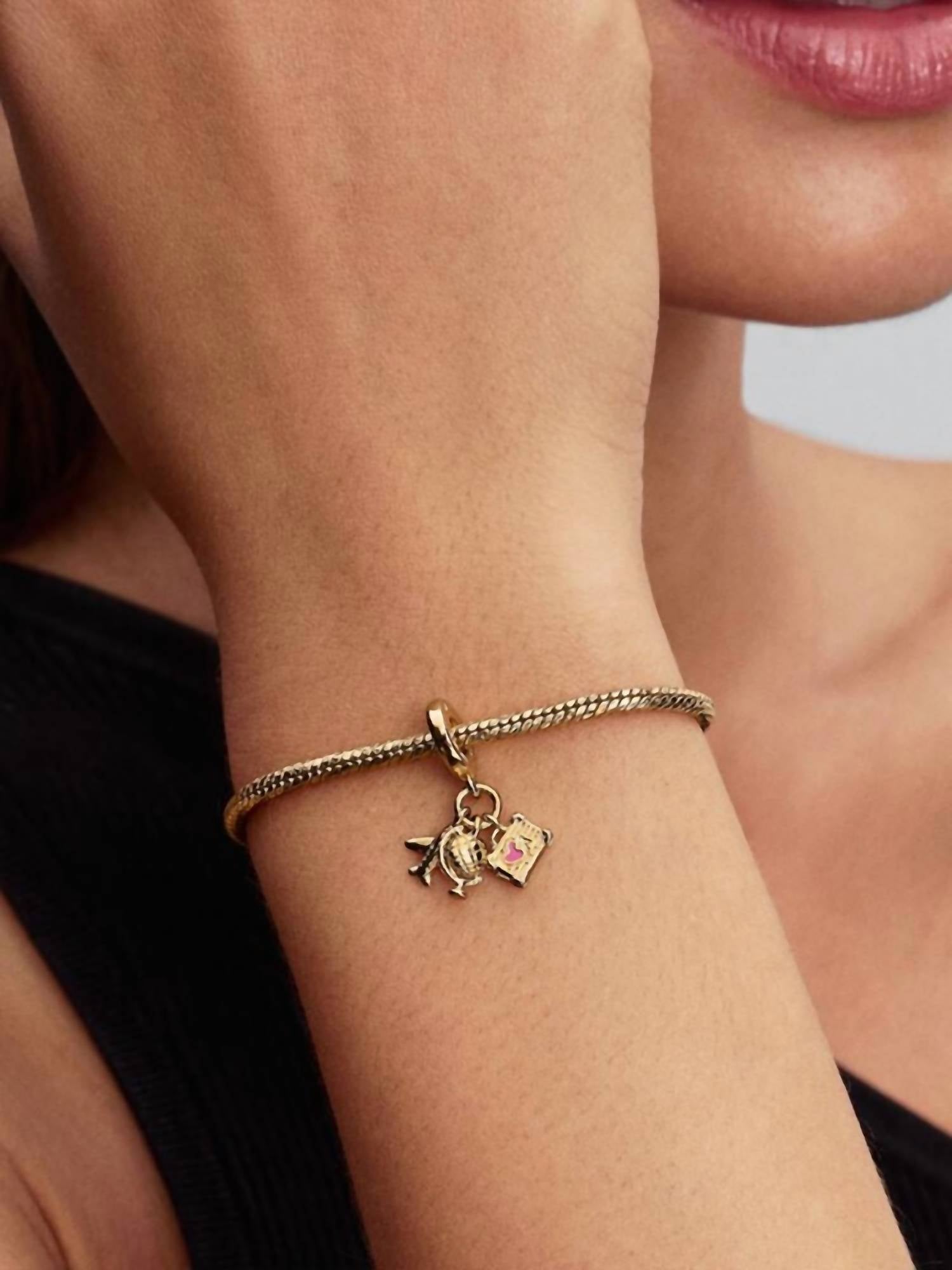 Pandora - Women's Airplane Globe & Suitcase Triple Dangle Charm