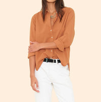 XIRENA Beau Long Sleeve Shirt in ginger - women's shirt