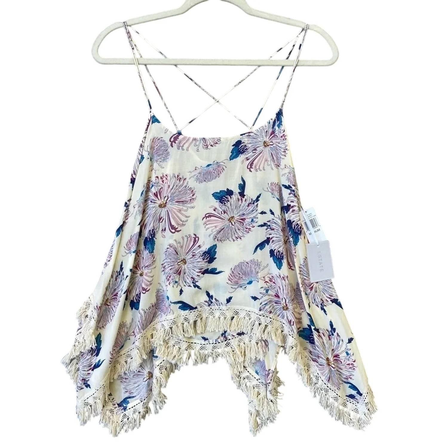 1.State - Women's Spice Market Strappy Lacy Floral Top