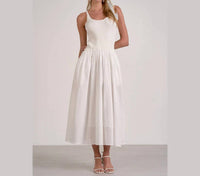 Elan - Mixed Media Eyelet Ribbed Maxi Dress