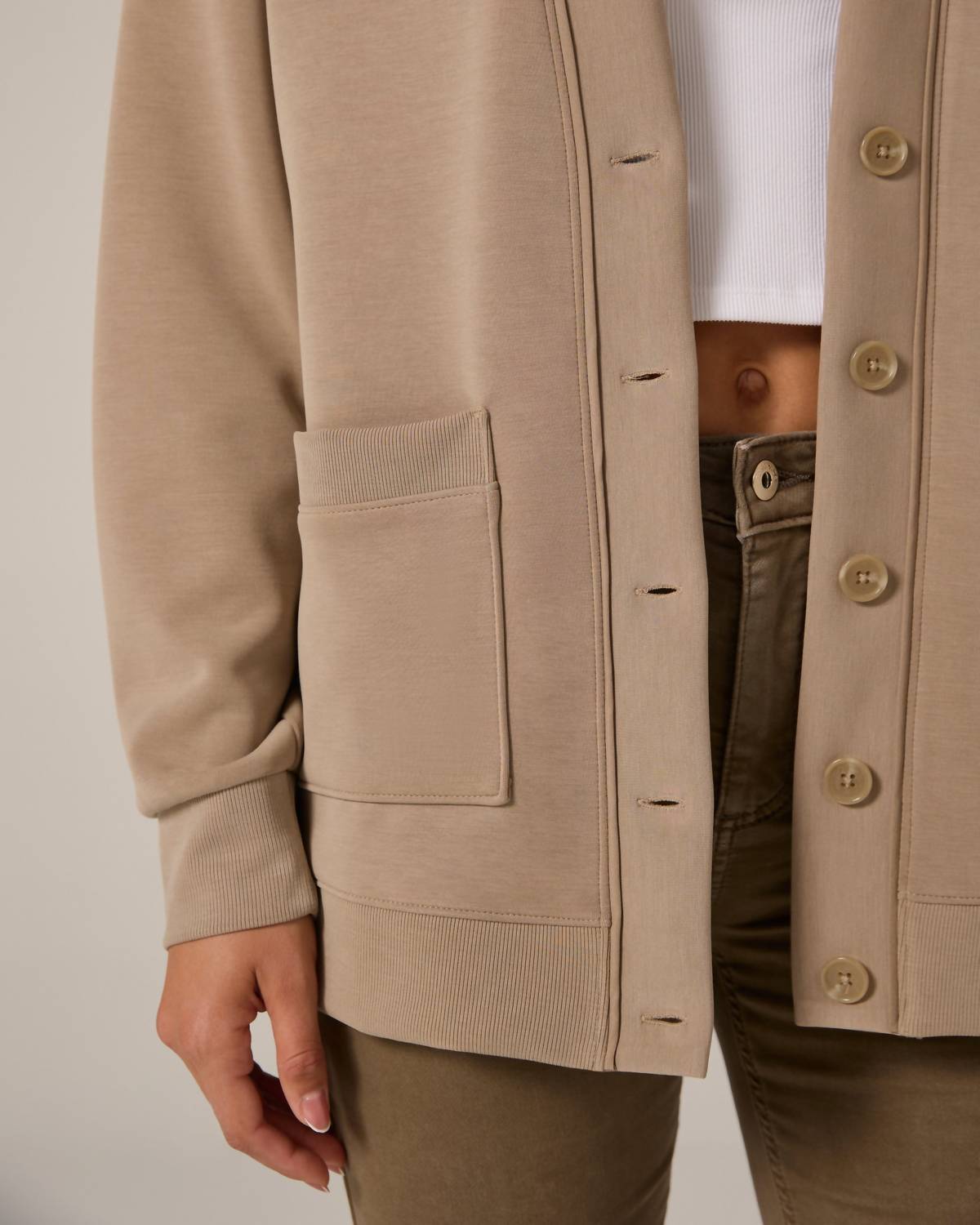 7Diamonds Rev Understated Structure Cardigan in hazelwood - women's cardigan - view 5