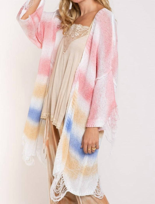 Rainbow Distressed Cardigan