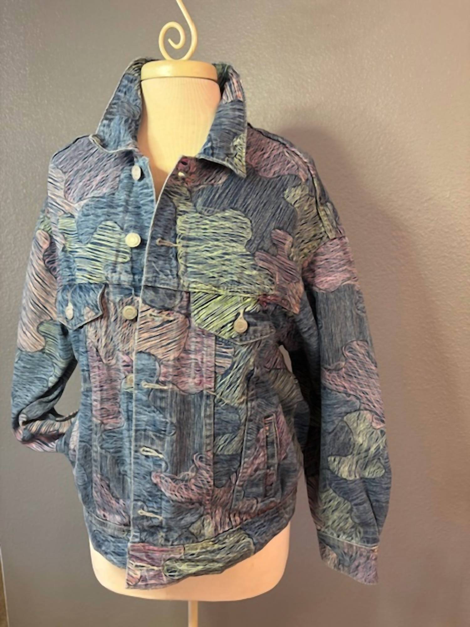 SIGNATURE8 Women's Printed denim jacket in multi blues - women's jacket