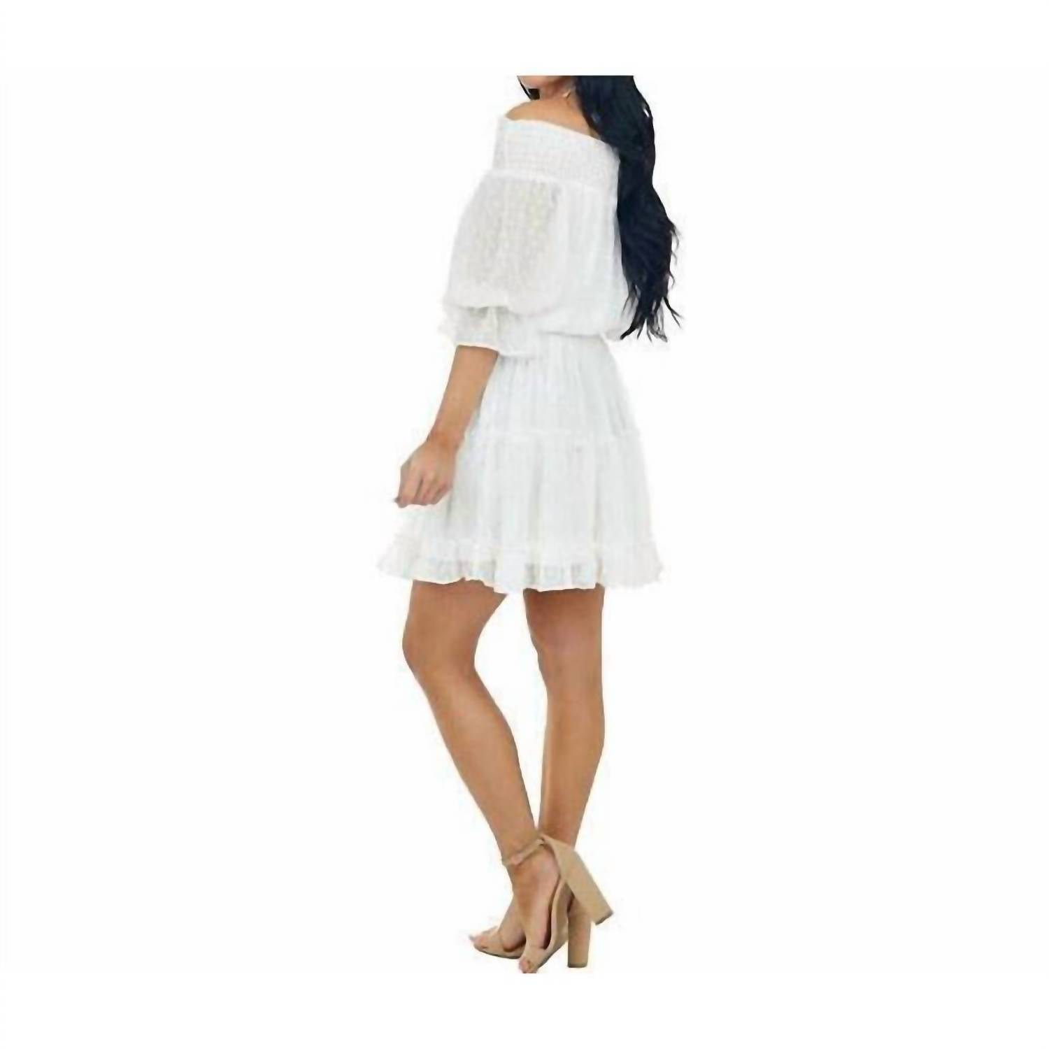 Bluivy - Swiss Dot Off Shoulder Dress