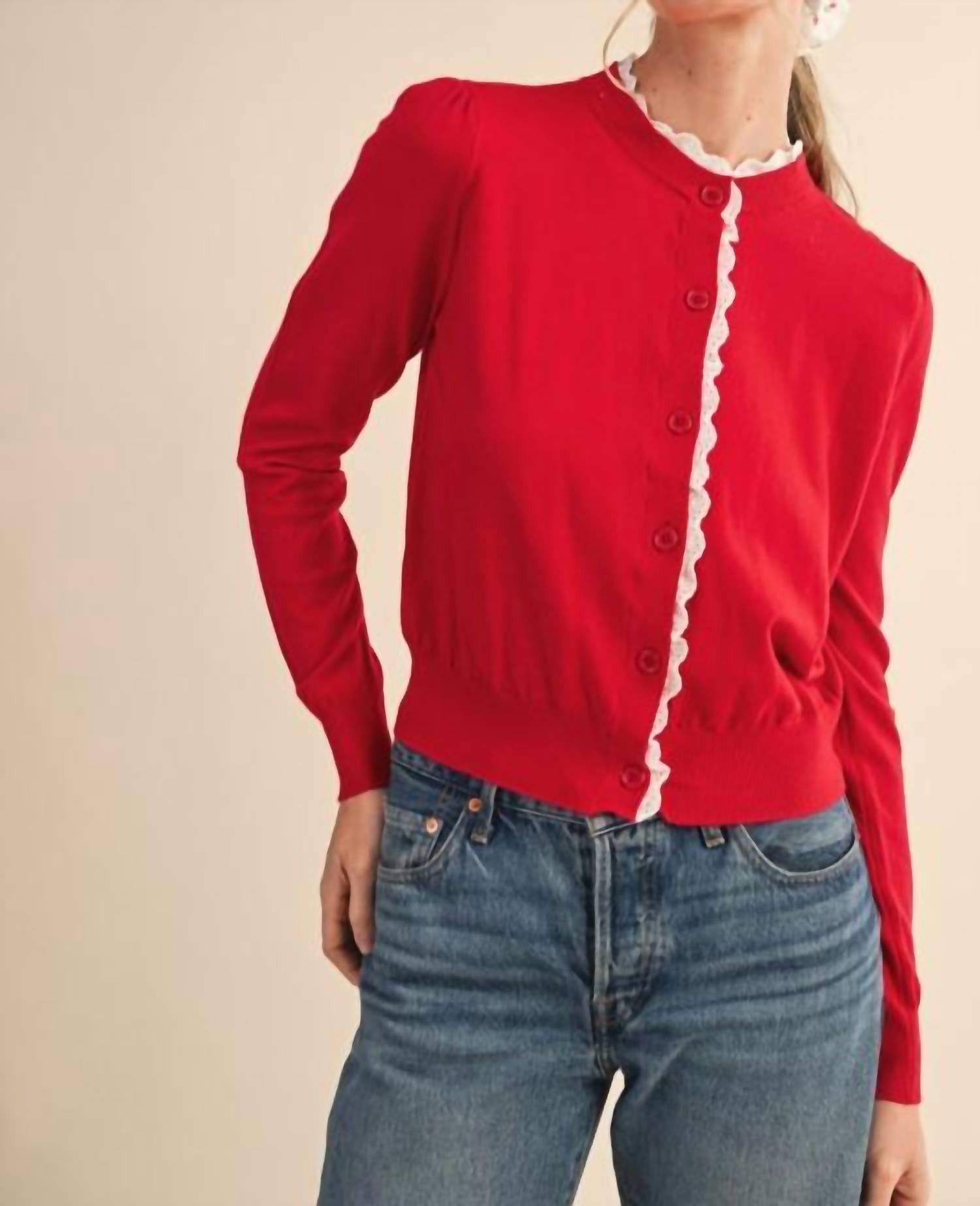 &Merci - Lace Trim Cardigan