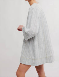 Free People Goldie Balloon Sleeve Dress in indigo combo - women's dress - detail view