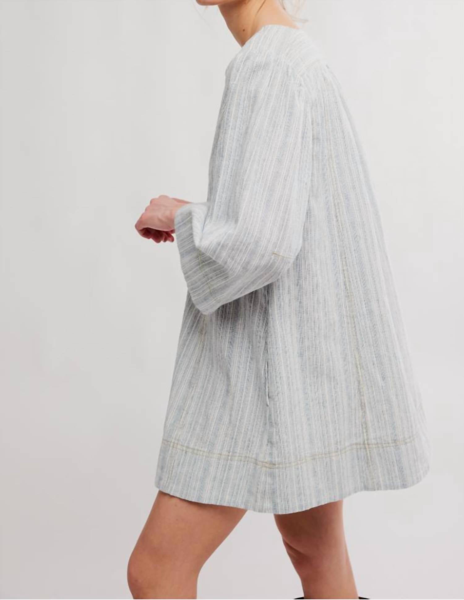 Free People Goldie Balloon Sleeve Dress in indigo combo - women's dress - detail view