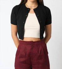 Olivaceous - Bella Short Sleeve Knit Cardigan