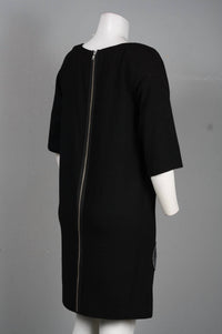 Theia - Elbow Sleeve Embellished Bottom Detail Wool Blend Dress