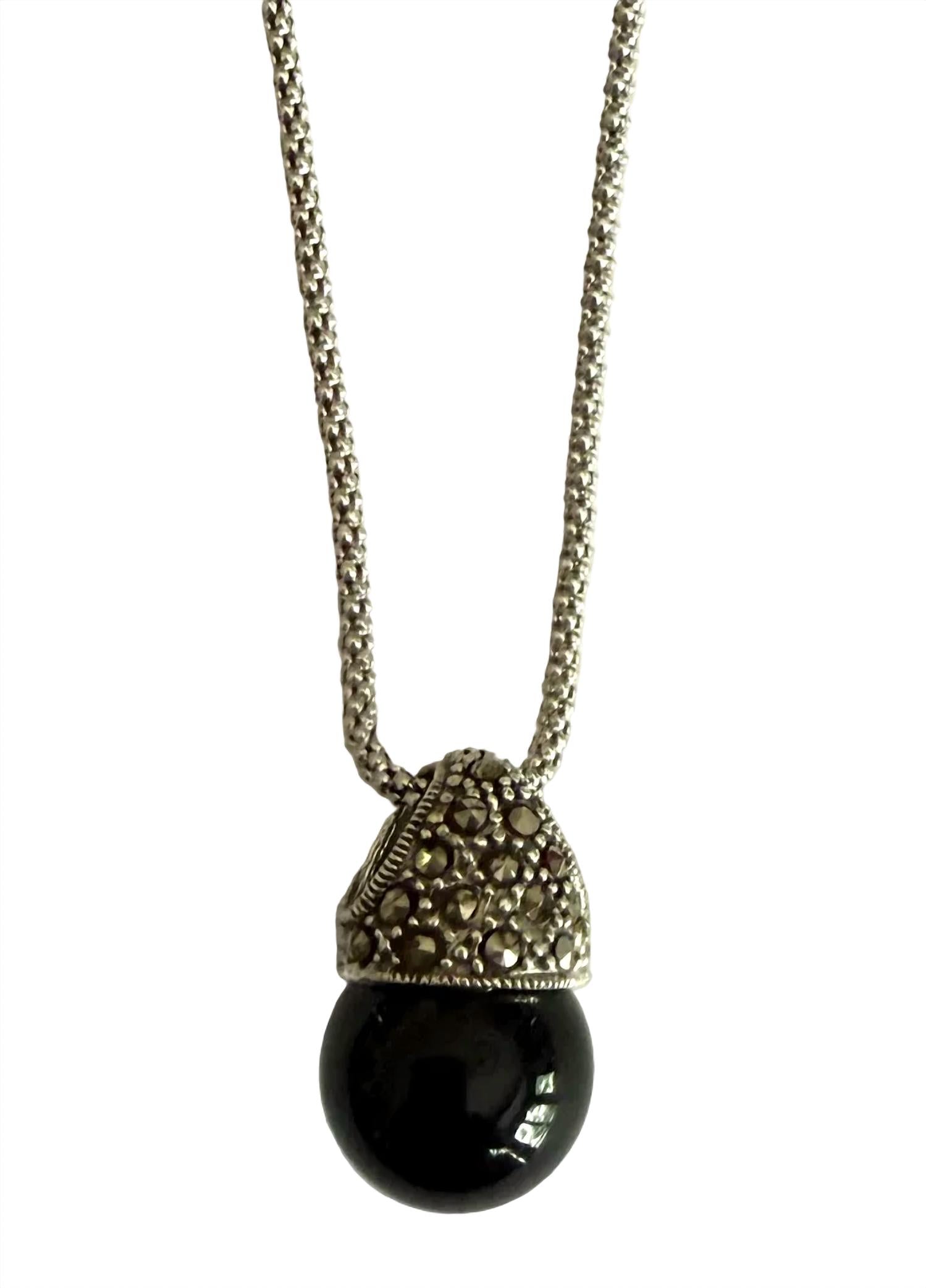 P & K Jewelry - Women's Marcasite 3/4" Bucket Pendant