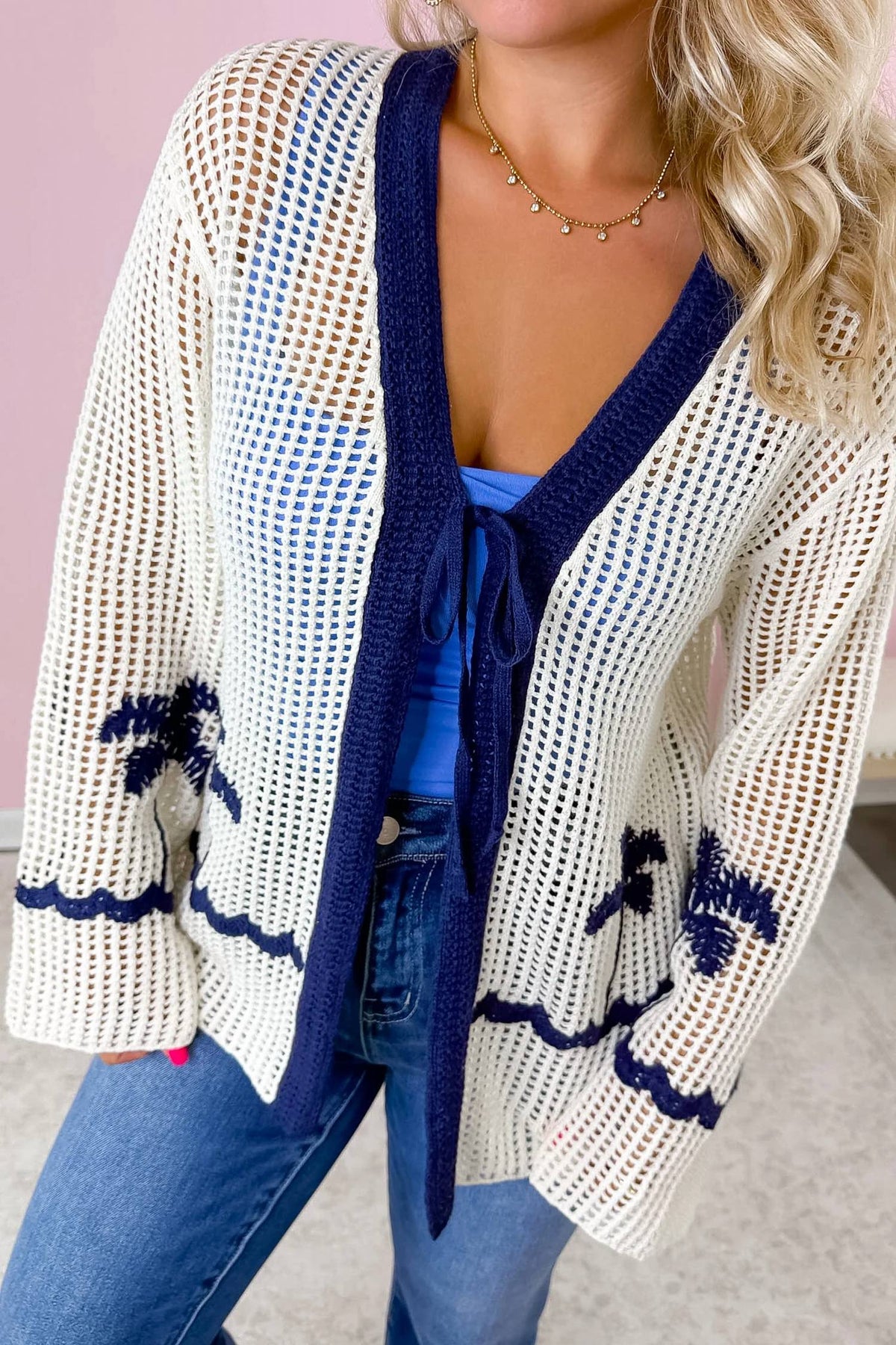 Miou Muse - Women's Island Escape Crochet Cardigan