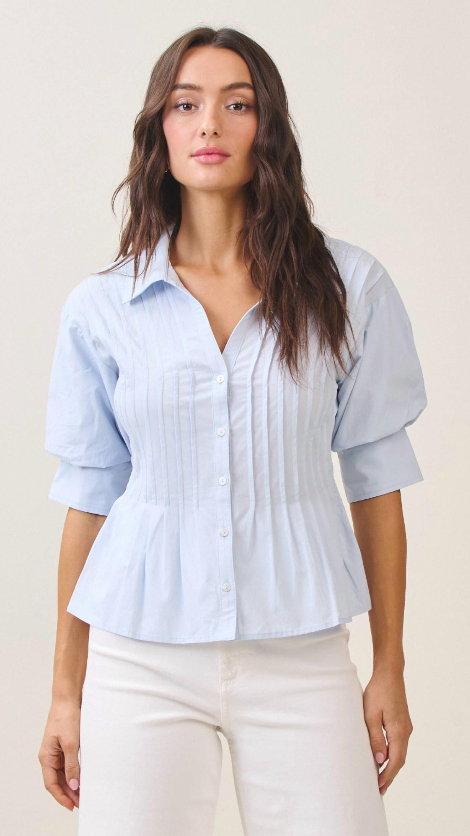 Able - Short Sleeve Pintuck Top